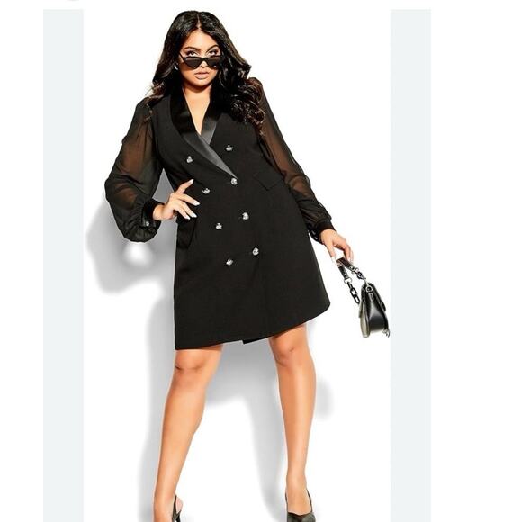 Vintage Danny & Nicole Women's Plus 16 Power 80s Double Breasted Blazer Dress - Picture 14 of 16